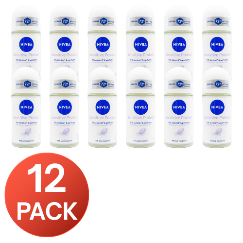 Nivea Antiperspirant Sensitive Protect 72H 0% Alcohol 50mL (12 Pack)