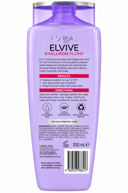 L'Oreal Elvive Hyaluron Plump Shampoo 300mL x 6