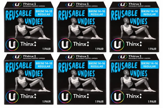 U by Kotex Thinx Reusable Period Undies Bikini 14-16 Regular 6 Pack