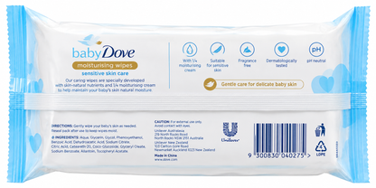 Baby Dove Moisturising Baby Wipes Sensitive Skin 50 Wipes x 12 Pack