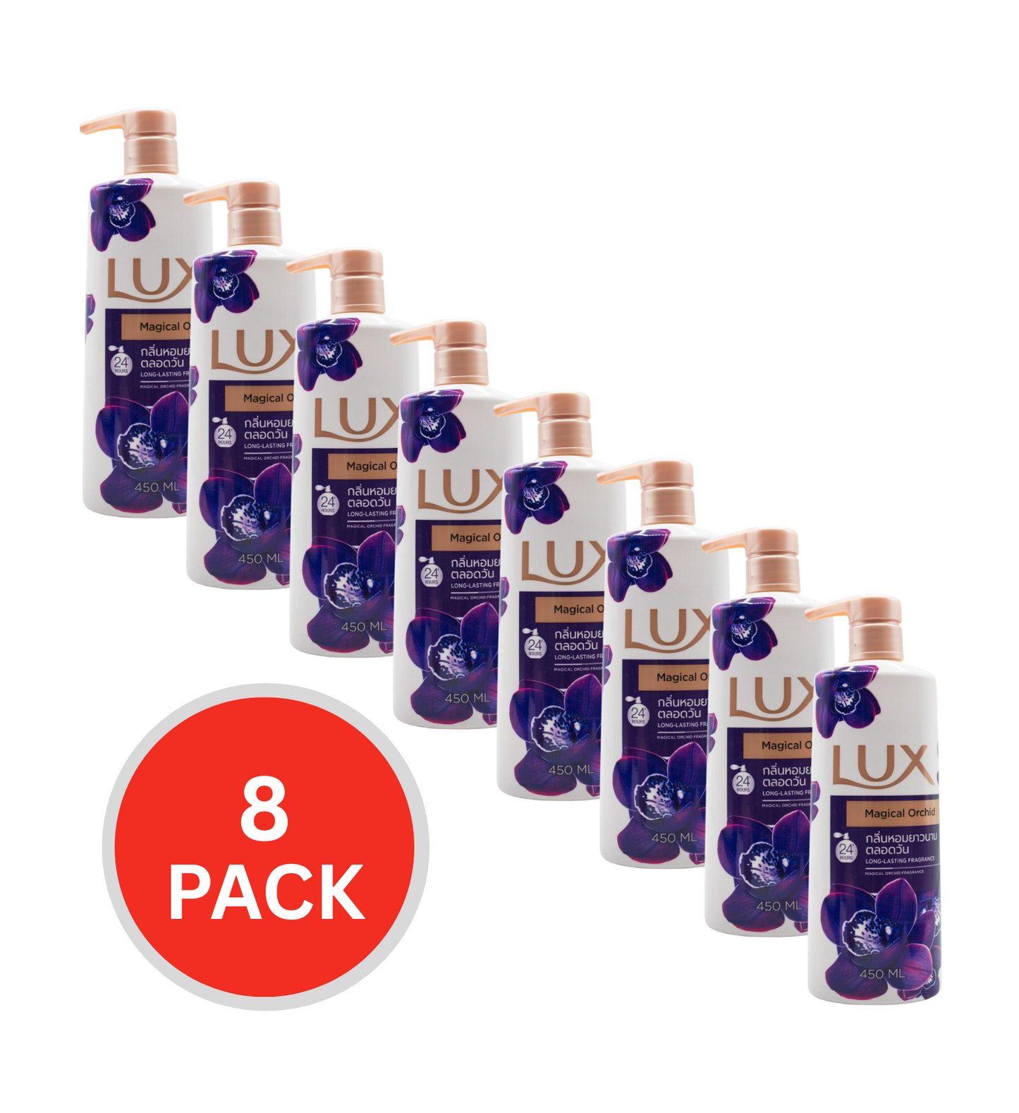 Lux Body Wash Magical Orchid 450ml (8 Pack)