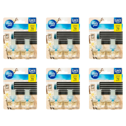 Ambi Pur Car Air Freshener Premium Clip Vanilla Voyage 7.5mL (2 Pack x 6)