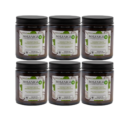 Air Wick Botanica Candle Coconut Milk & Indonesian Patchouli 205g (6 Pack)