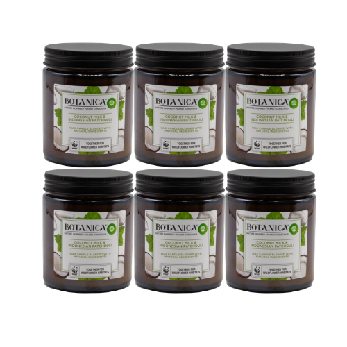 Air Wick Botanica Candle Coconut Milk & Indonesian Patchouli 205g (6 Pack)