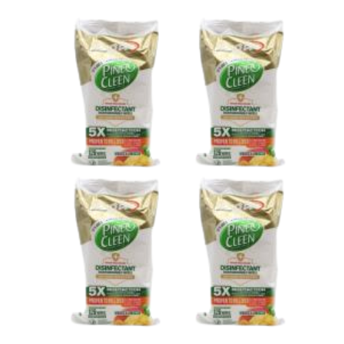 Pine O Clean Household Grade Wipes 24H Germ Protection Mango & Hibiscus (4 Pack, PK126)