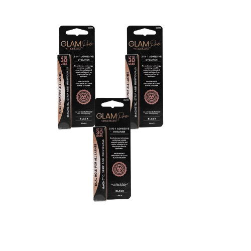 Manicare Eyeliner Adhesive 3 In 1 Glam Pro Dual Hold Black 3.5mL (3xPack)