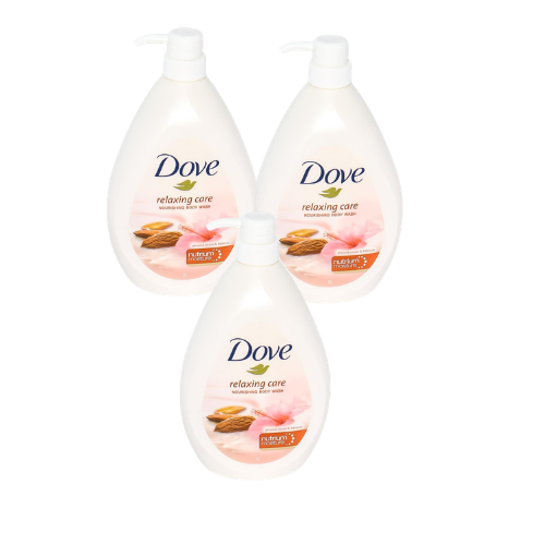 DOVE 1000mL Body Wash Relaxing Care Almond Cream & Hibiscus Nourishing (3 Pack)