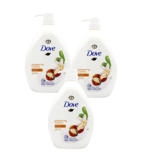 DOVE 1000mL Body Wash Pampering Shea Butter & Vanilla (3 Pack)