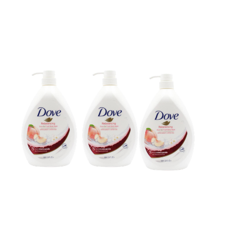 DOVE 1000mL Body Wash White Peach & White Tea Rebalancing (3 Pack)