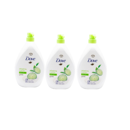 DOVE 1000mL Body Wash Fresh Touch Cucumber & Green Tea Refreshing (3 Pack)