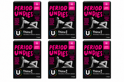 U by Kotex Thinx Period Undies Super Full Brief Size 16 Reusable x 6 Pack