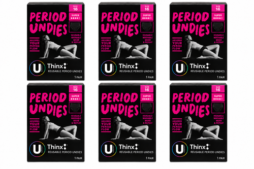 U by Kotex Thinx Period Undies Super Full Brief Size 16 Reusable x 6 Pack