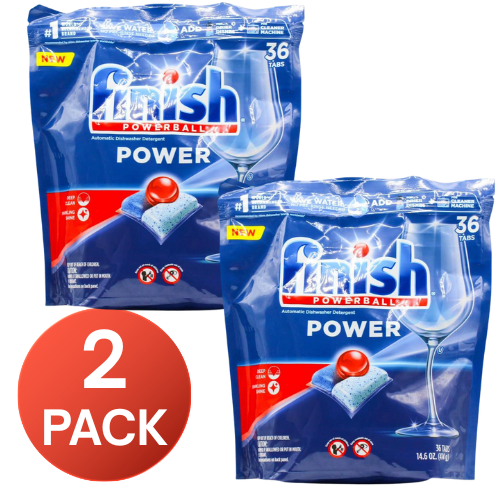 Finish Powerball Dishwasher Tablets Power 36 Pack (2 Pack, 72 Tablets)