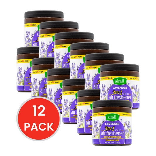 AIRALL AIR FRESHENER SOLID 3 IN 1 ODOUR ELIMINATOR INFUSED WITH ESSENTIAL OILS LAVENDER 226g (cx Pack)