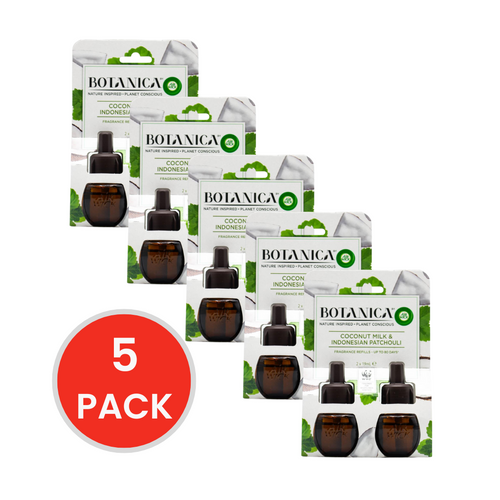 AIR WICK PK2 X 19mL FRAGRANCE REFILLS BOTANICA COCONUT MILK AND INDONESIAN PATCHOULI (5 x Pack)