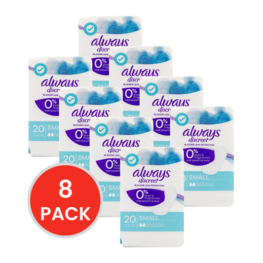 ALWAYS PADS SMALL DISCREET BLADDER LEAK PROTECTION 8 x 20PK (Value Pack 160)