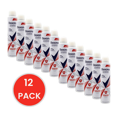 Rexona 130g / 200mL Antiperspirant Advanced Protection 72H Motion Sense 0% Alcohol Antibacterial Protection (12 Pack)