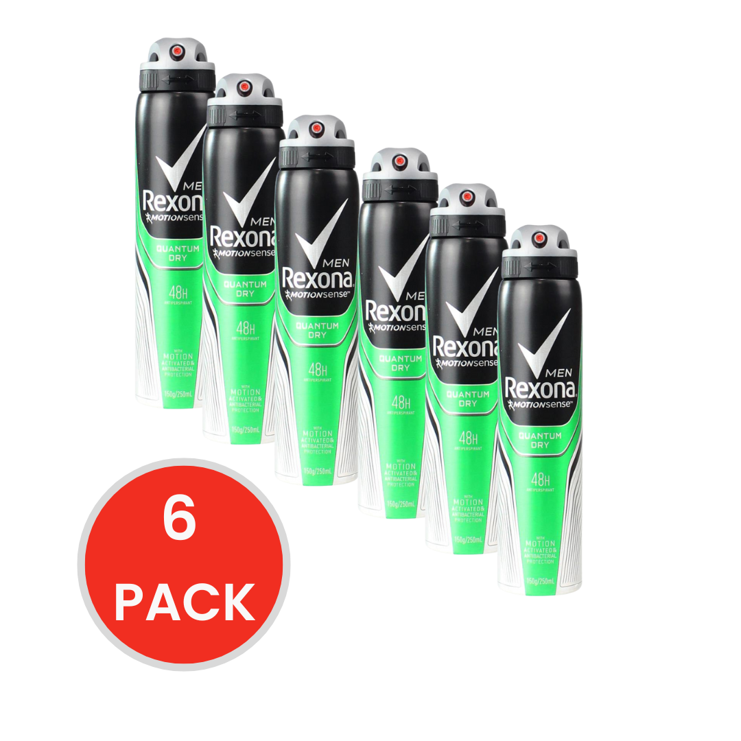 Rexona 150g Deodorant Men Quantum Dry Body Spray (6 Pack)