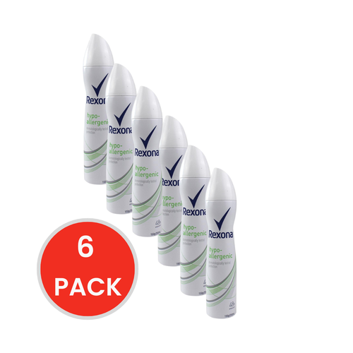 Rexona 150g Deodorant Women Hypo-Allergenic Body Spray (6 Pack)