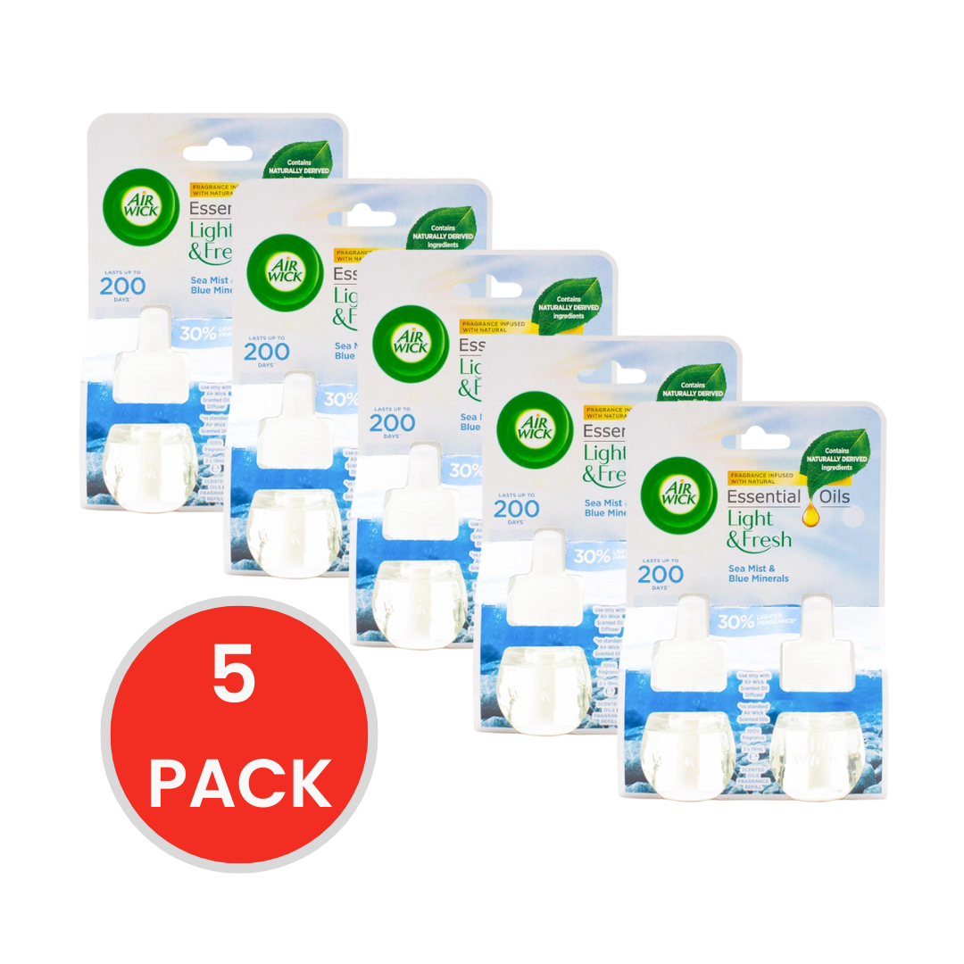 Air Wick 19mL Scented Oils Fragrance Refills Sea Mist And Blue Minerals (5 Pack)