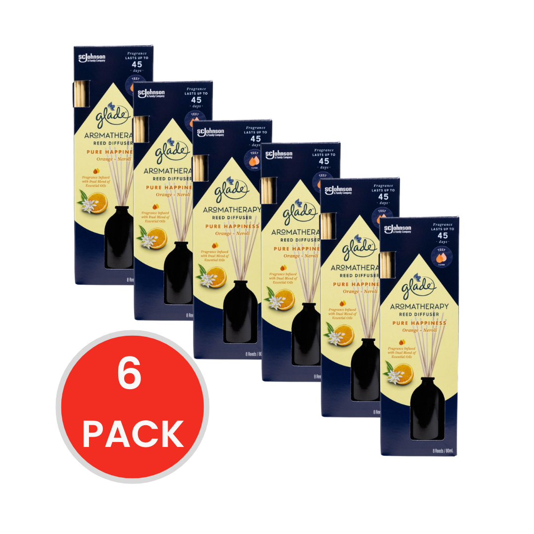Glade 80mL Reed Diffuser Aromatherapy Pure Happiness Orange And Neroli (6 Pack)