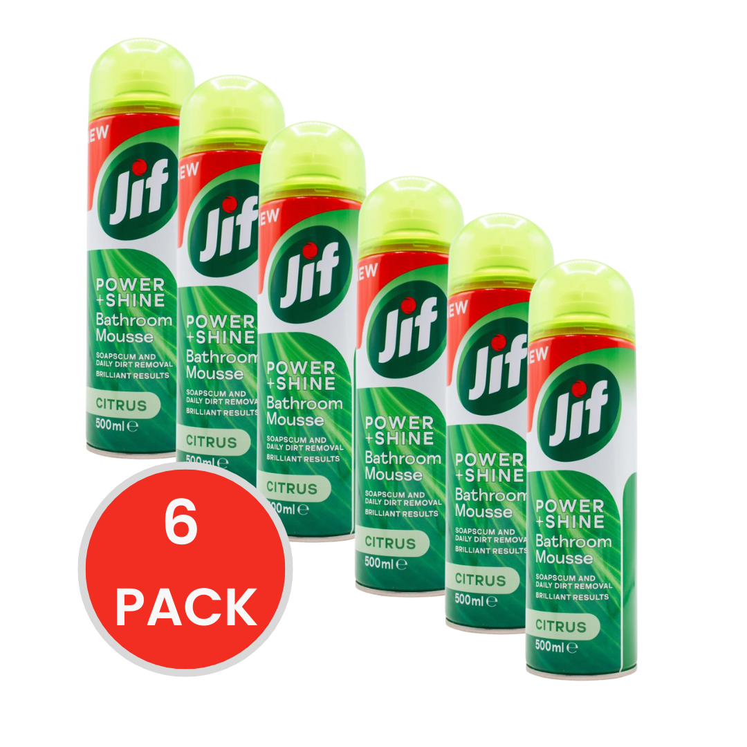 Jif 500mL Bathroom Power And Shine Mousse Soap Scum And Daily Dirt Removal Citrus (6 Pack)