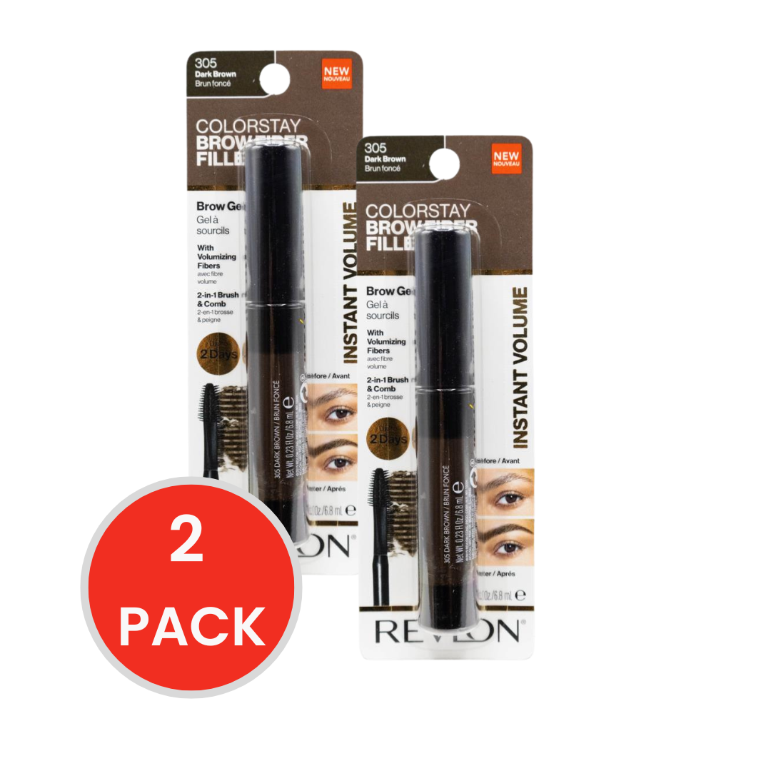 Revlon 6.8mL Brow Fiber Filler Colorstay Dark Brown 305 Carded (2 Pack)