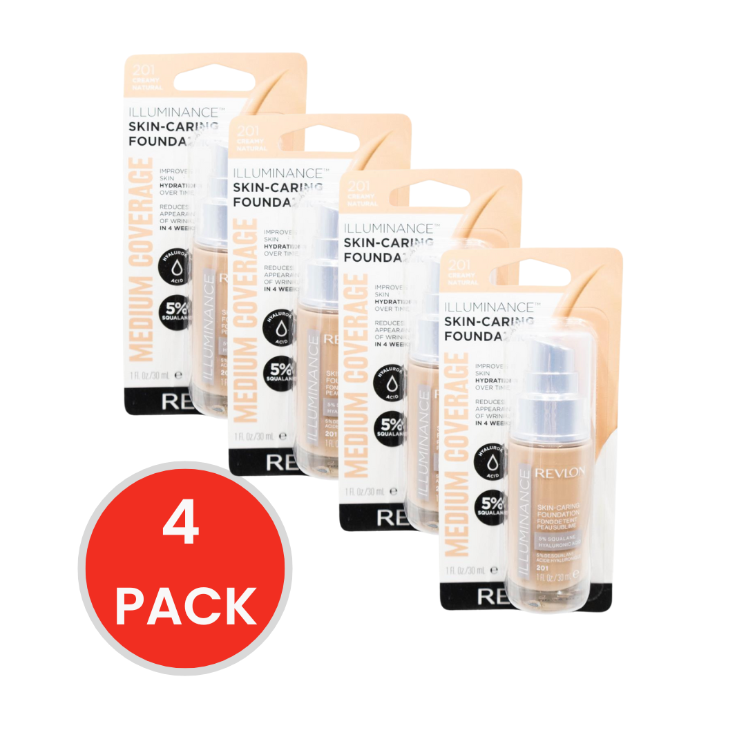 Revlon 30mL Foundation Illuminance Medium Coverage Creamy Natural 201 Carded (4 Pack)