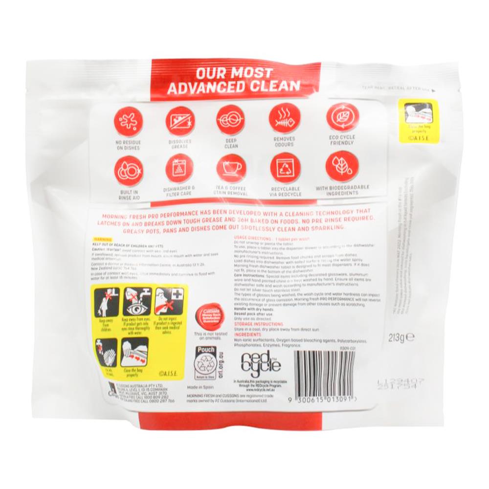 MORNING FRESH PK15 DISHWASHER TABLETS PRO PERFORMANCE LEMON (3x Pack)