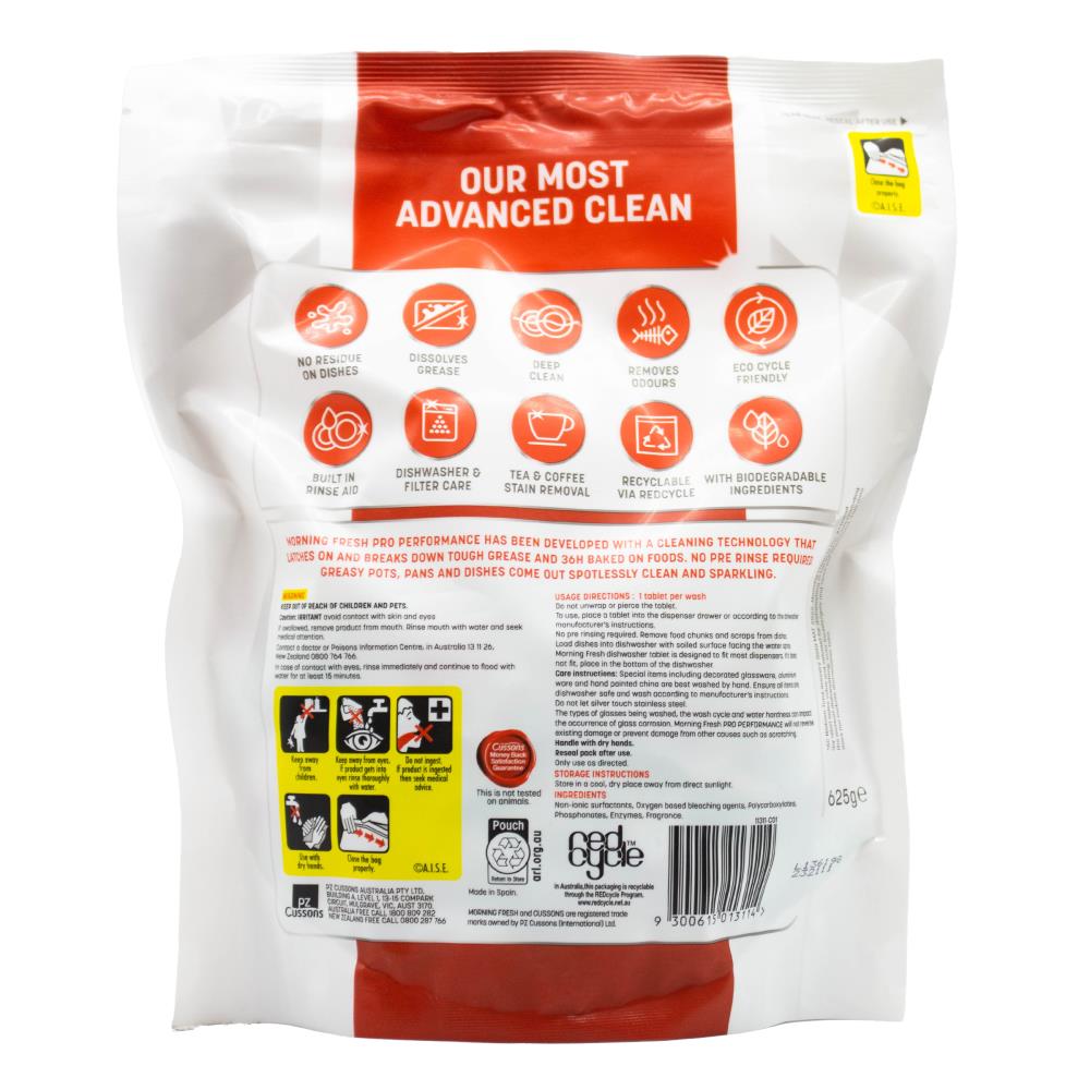 Morning Fresh Dishwasher Tablets Pro Performance 3x Powerful Grease Cutting Actives Lemon 3x 44Pk (132 Tablets)