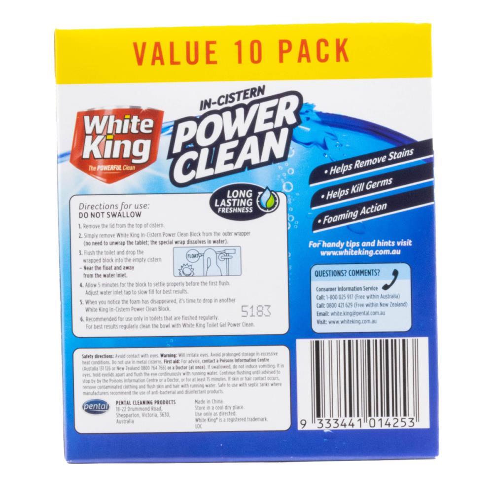 White King In-Cistern Blocks Bleach & Blue 50g PK10 (4 Pack)