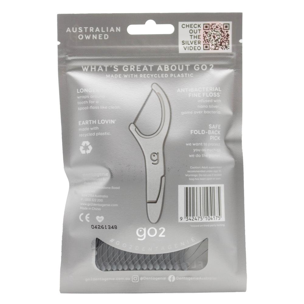 GO2 DENTAGENIE PK36 FLOSSPYX ANTIBACTERIAL FLOSS SILVER (216 Value Pack)