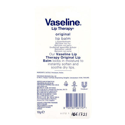 Vaseline 10g Lip Balm Original (Carded) (6x Pack)