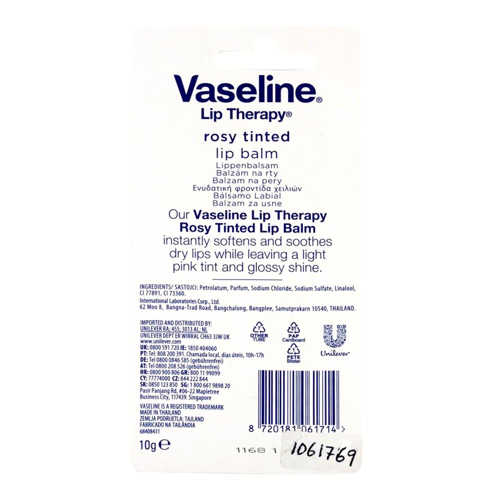 Vaseline Lip Balm Rosy Tinted (Carded) 10g (6 Pack)