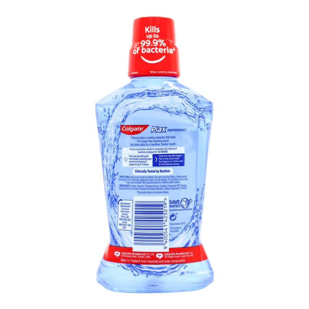 Colgate Plax Mouthwash Peppermint 500ml (4 Pack)