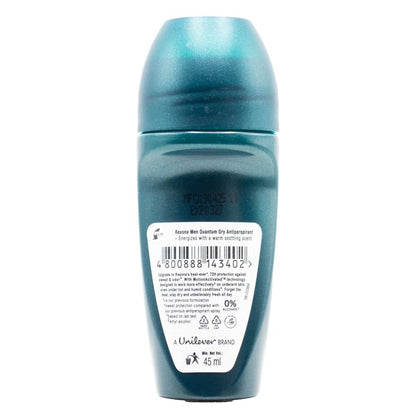 REXONA 45mL DEODORANT MEN ROLL ON 72 HOUR QUANTUM DRY (24x Pack)