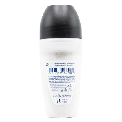 REXONA 45mL DEODORANT WOMENS ROLL ON MOTION SENSE INVISIBLE DRY BLACK & WHITE (24x Pack)