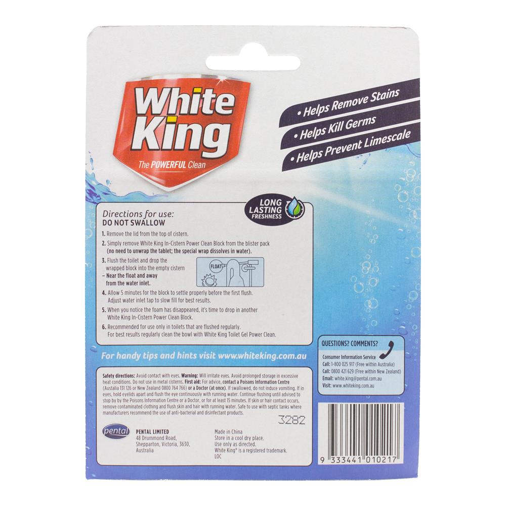 White King Pk2 X 50g Toilet Cleaner Blocks In Cistern Bleach Clean (6x Pack )