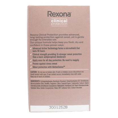 REXONA 48g / 45mL ANTIPERSPIRANT DEODORANT CLINICAL PROTECTION CREAM 96H 3X STRONGER SHEER POWDER (6x Pack)