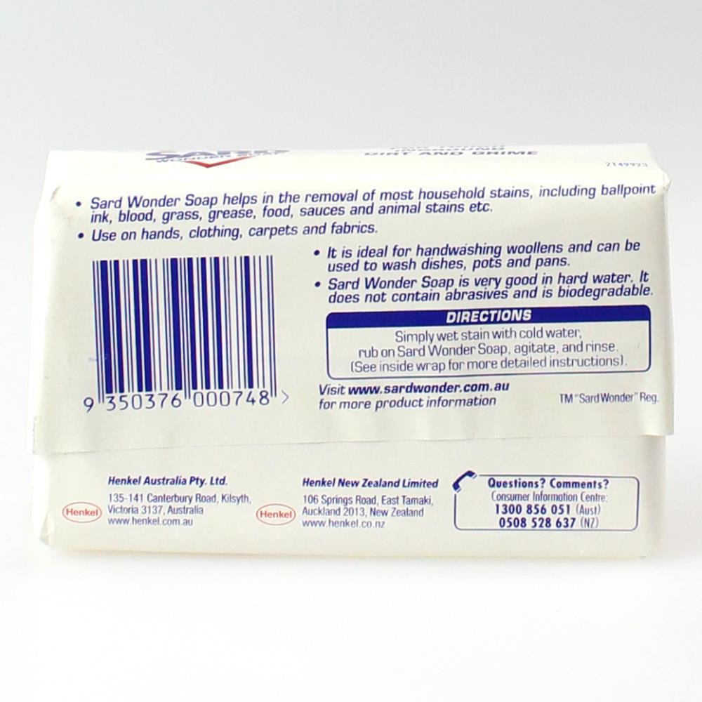 SARD 125g WONDER SOAP MULTI PURPOSE STAIN REMOVER EUCALYPTUS (6x Pack)