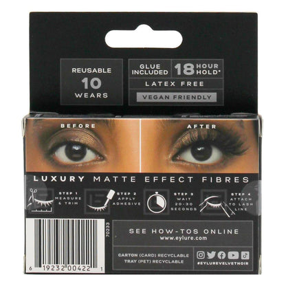 Eylure London Lashes Luxe Velvet Noir After Dark Matte Black Fibres (6x Pack)