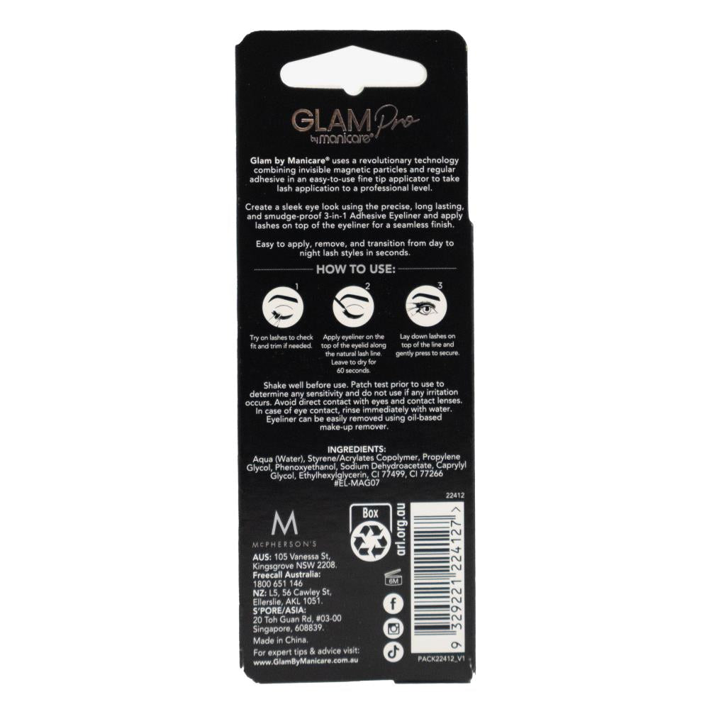 Manicare Eyeliner Adhesive 3 In 1 Glam Pro Dual Hold Black 3.5mL (3xPack)