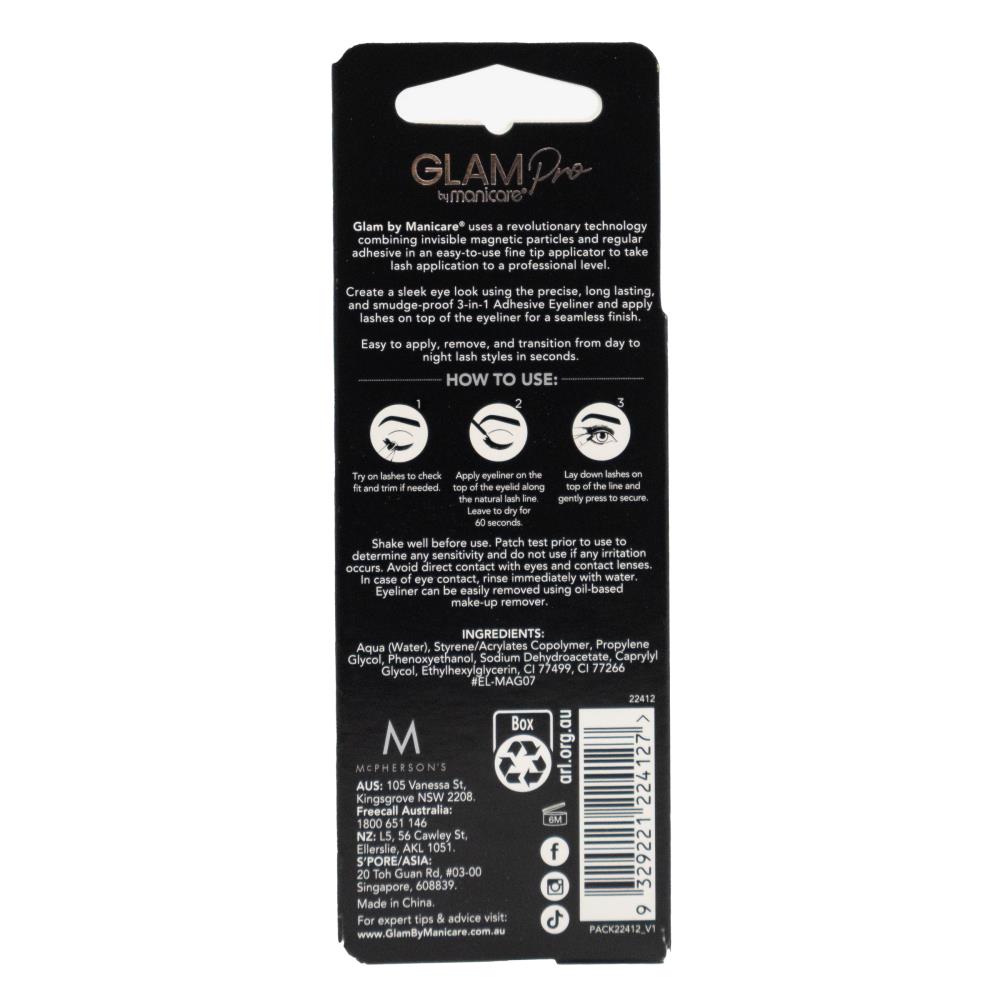 Manicare Eyeliner Adhesive 3 In 1 Glam Pro Dual Hold Black 3.5mL (3xPack)