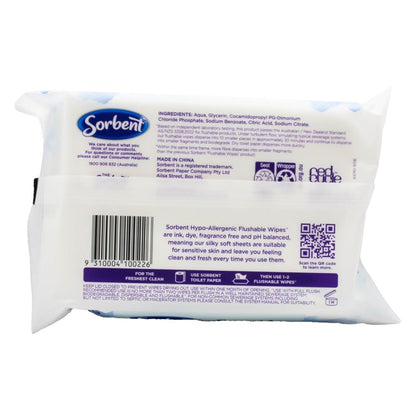 Sorbent Flushable Wipes Hypoallergenic Non Scented PK40 (14 Pack)