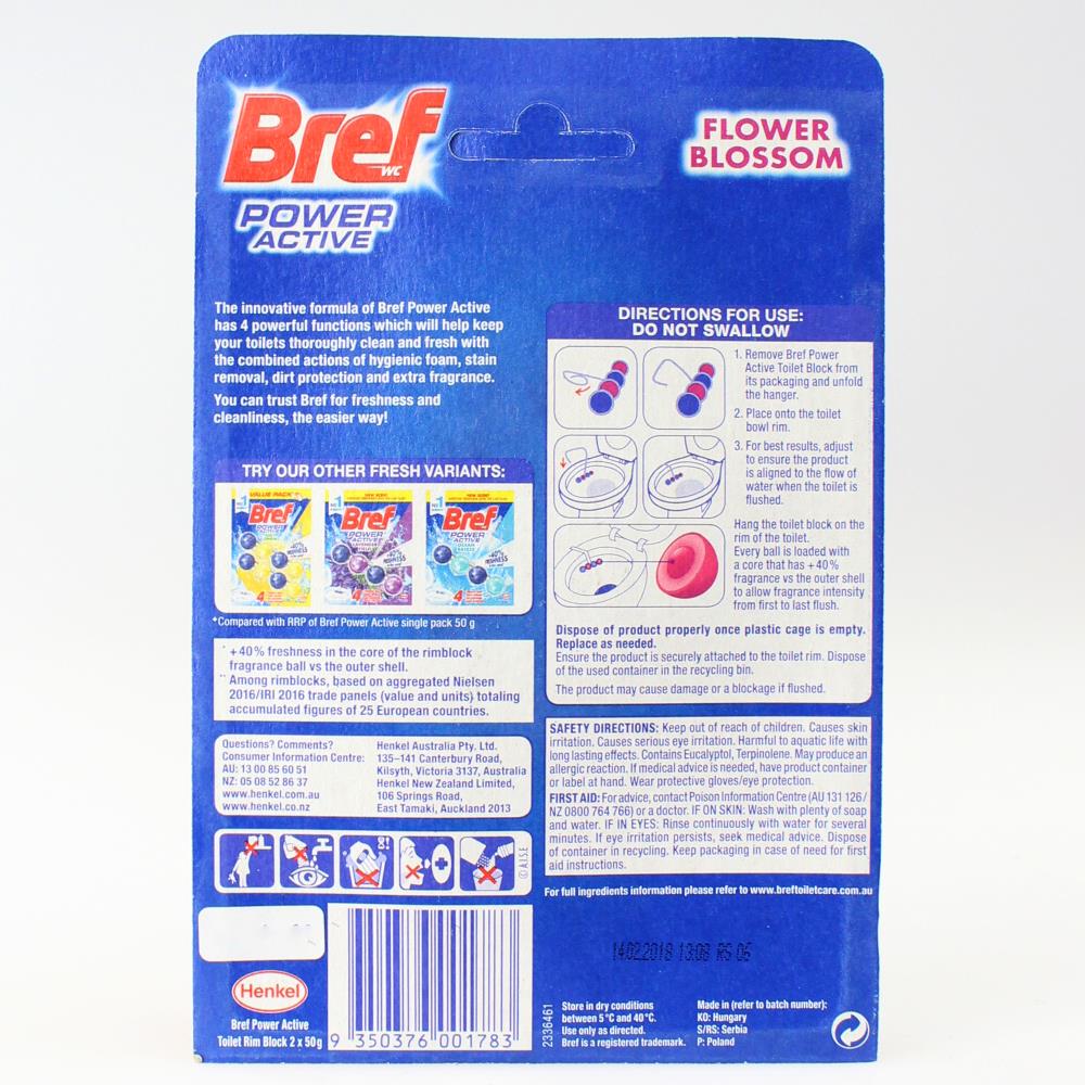 Bref 50g Toilet Cleaner Cage Power Active 4 Flower Blossom 6 x 2Pk (12 Pack)