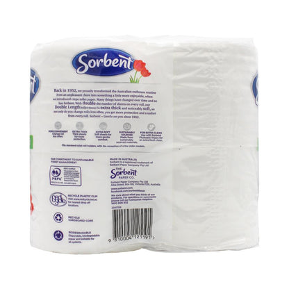Sorbent Pk4 Toilet Tissue 100 X 105mm Double Length (10x Pack)