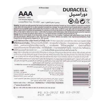 Duracell AAA Batteries 8 x 24Pk (Value Pack 192)