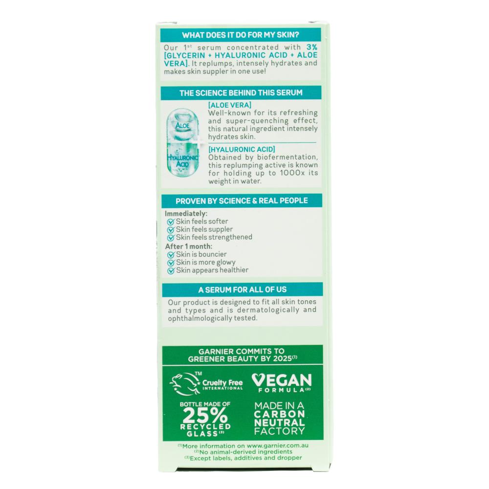 GARNIER 30mL SKIN ACTIVE REPLUMPING SERUM HYALURONIC ALOE (6x Pack)