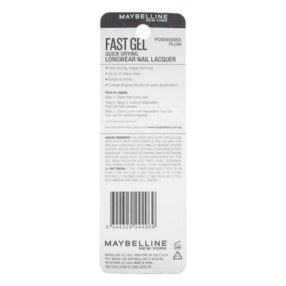 MAYBELLINE 7mL NAIL LACQUER LONGWEAR FAST GEL POSSESSED PLUM (CARDED) (2x Pack)