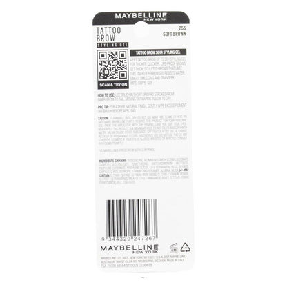MAYBELLINE 6mL TATTOO BROW STYLING GEL SOFT BROWN 255 (4x Pack)
